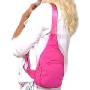 Wildfox Parachute Crossbody Zip Sling Belt Purse Pink Puffy Bag